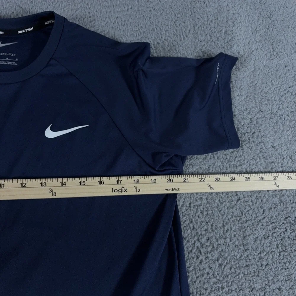 Nike Hydroguard Swim‎ Shirt Mens Medium Navy Dri-Fit Short Sleeve UPF 40+ Gym